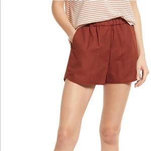 Brand New Madewell Pull-On shorts, XXS on dusty redwood color.